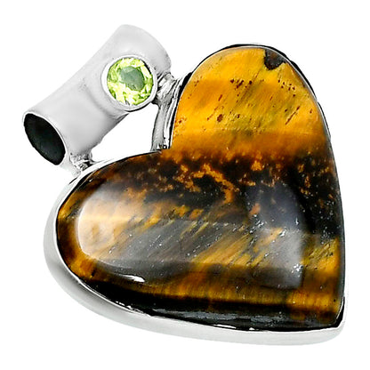 Premium Heart Tiger Eye & Peridot Pendant P-1300 51-EP10473