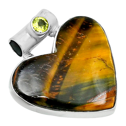 Premium Heart Tiger Eye & Peridot Pendant P-1300 51-EP10474