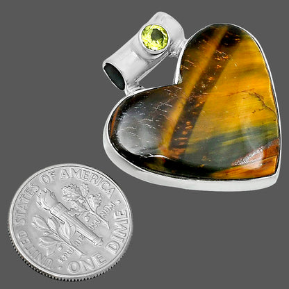 Premium Heart Tiger Eye & Peridot Pendant P-1300 51-EP10474