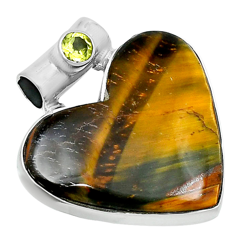 Premium Heart Tiger Eye & Peridot Pendant P-1300 51-EP10474