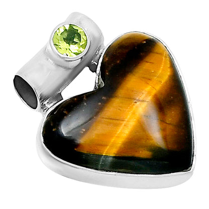 Premium Heart Tiger Eye & Peridot Pendant P-1300 51-EP10476