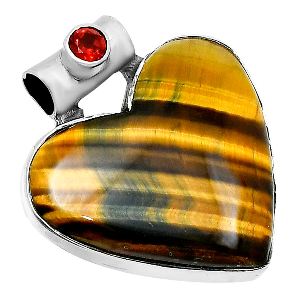 Premium Heart Tiger Eye & Garnet Pendant P-1300 51-EP10478