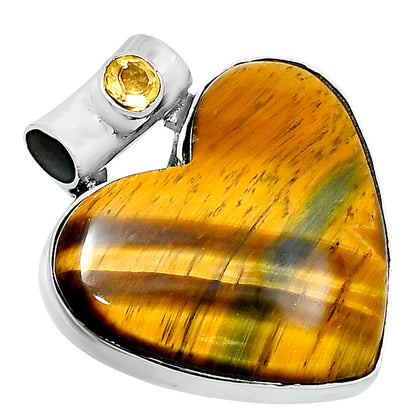 Premium Heart Tiger Eye & Citrine Pendant P-1300 51-EP10480