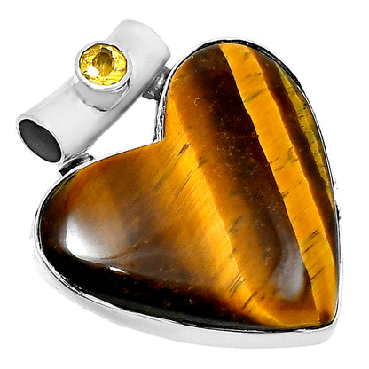 Premium Heart Tiger Eye & Citrine Pendant P-1300 51-EP10481