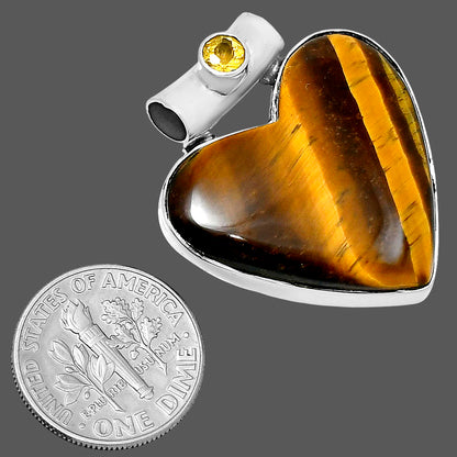 Premium Heart Tiger Eye & Citrine Pendant P-1300 51-EP10481