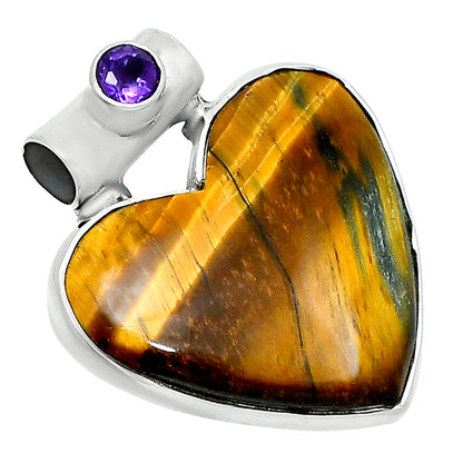Premium Heart Tiger Eye & Amethyst Pendant P-1300 51-EP10482