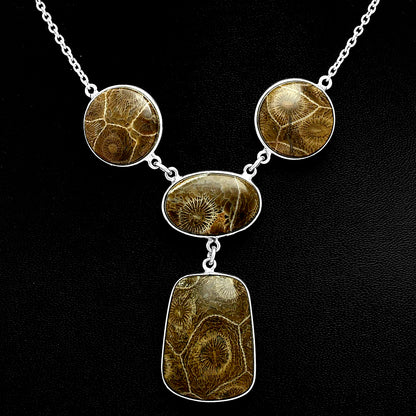 Premium Quality Flower Fossil Coral Necklace N-1013 52-EN10148