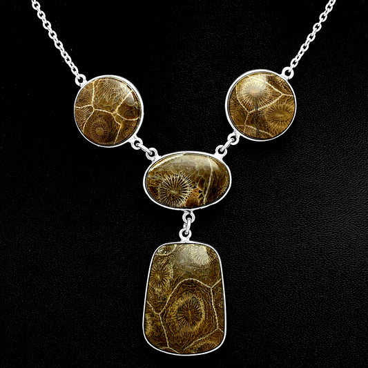 Premium Quality Flower Fossil Coral Necklace N-1013 52-EN10148
