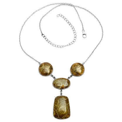 Premium Quality Flower Fossil Coral Necklace N-1013 52-EN10148
