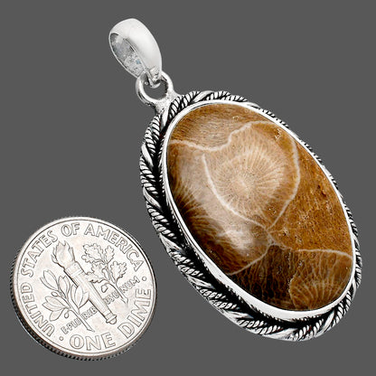 Premium Quality Flower Fossil Coral Pendant P-1074 52-EP10484