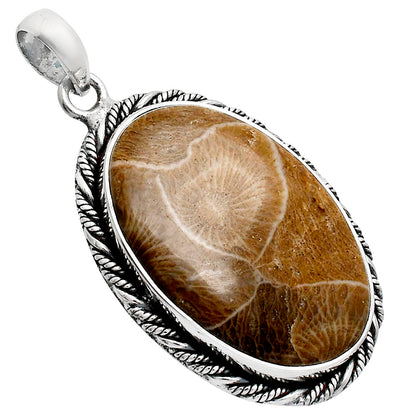 Premium Quality Flower Fossil Coral Pendant P-1074 52-EP10484