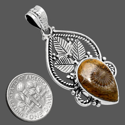 Premium Quality Flower Fossil Coral Pendant P-1258 52-EP10486