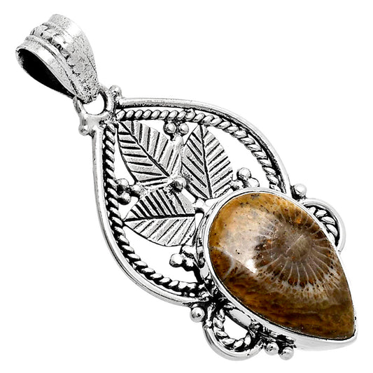 Premium Quality Flower Fossil Coral Pendant P-1258 52-EP10486