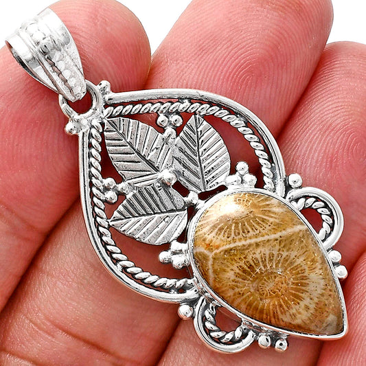 Premium Quality Flower Fossil Coral Pendant P-1258 52-EP10487