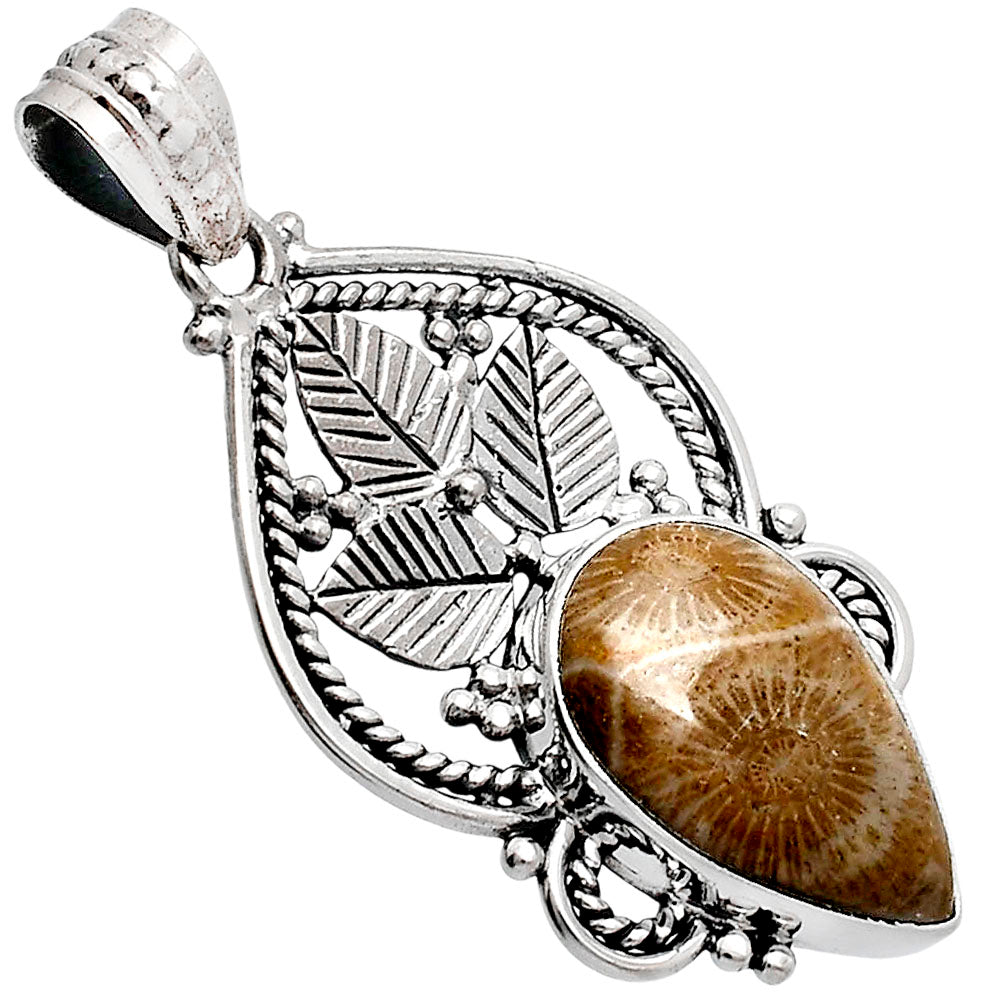 Premium Quality Flower Fossil Coral Pendant P-1258 52-EP10487