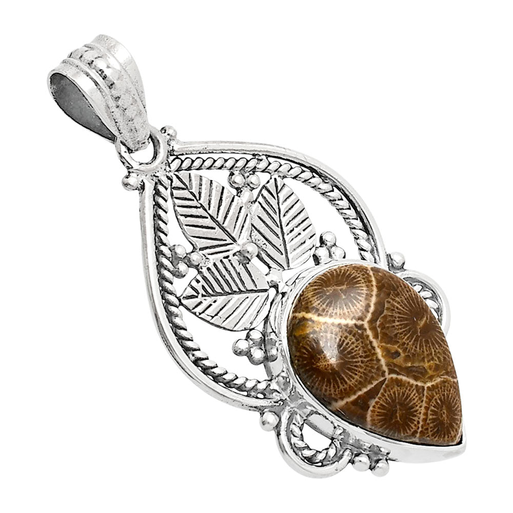 Premium Quality Flower Fossil Coral Pendant P-1258 52-EP10489