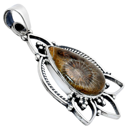 Premium Quality Flower Fossil Coral Pendant P-1444 52-EP10497