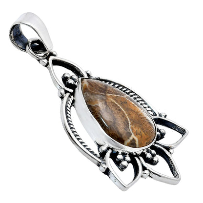 Premium Quality Flower Fossil Coral Pendant P-1444 52-EP10498