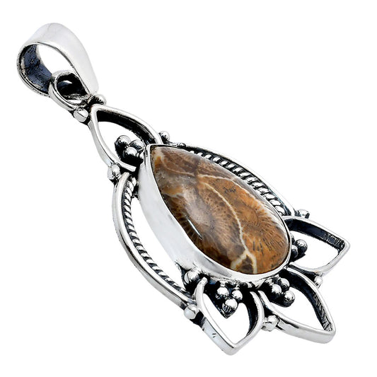 Premium Quality Flower Fossil Coral Pendant P-1444 52-EP10498