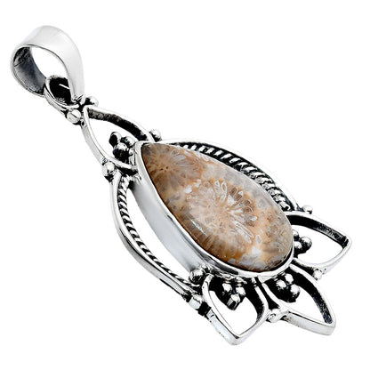 Premium Quality Flower Fossil Coral Pendant P-1444 52-EP10499
