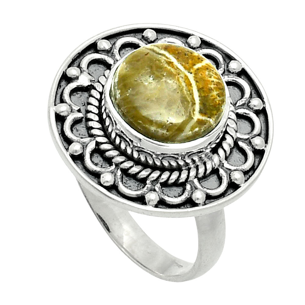 Premium Quality Natural Flower Fossil Coral Ring size-7.5 R-1256 52-ER14194