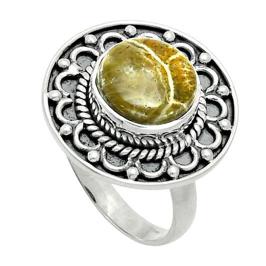 Premium Quality Natural Flower Fossil Coral Ring size-7.5 R-1256 52-ER14194