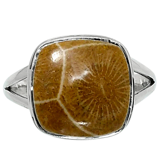 Premium Quality Flower Fossil Coral Ring size-9 R-1008 52-ER14213