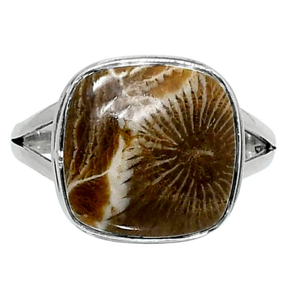 Premium Quality Flower Fossil Coral Ring size-9 R-1008 52-ER14214