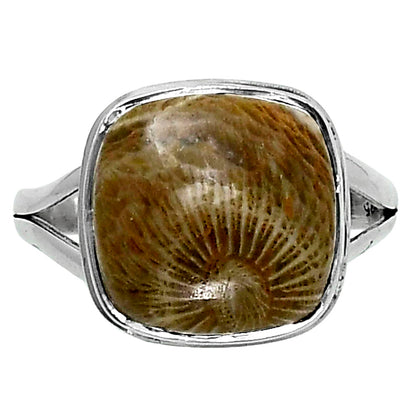 Premium Quality Flower Fossil Coral Ring size-10 R-1008 52-ER14223
