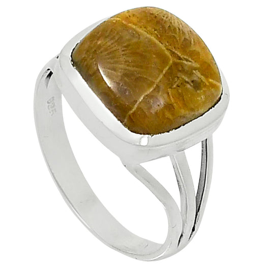 Premium Quality Flower Fossil Coral Ring size-9 R-1006 52-ER14295
