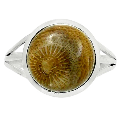 Premium Quality Flower Fossil Coral Ring size-10 R-1006 52-ER14305