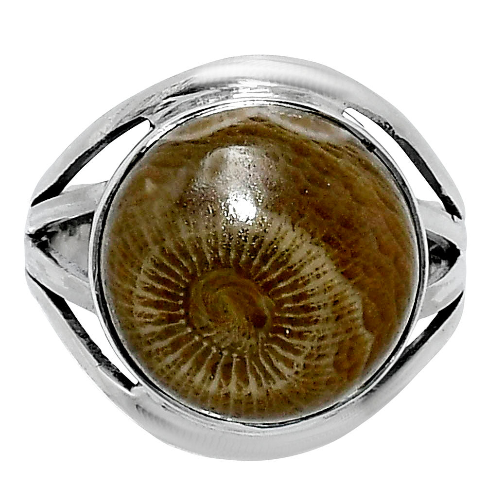 Premium Quality Flower Fossil Coral Ring size-9 R-1219 52-ER14327