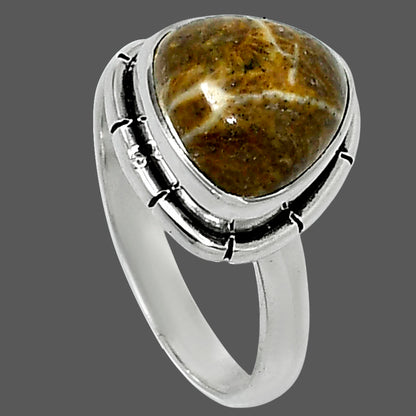 Natural Flower Fossil Coral Ring size-6 R-1011 52-ER14907