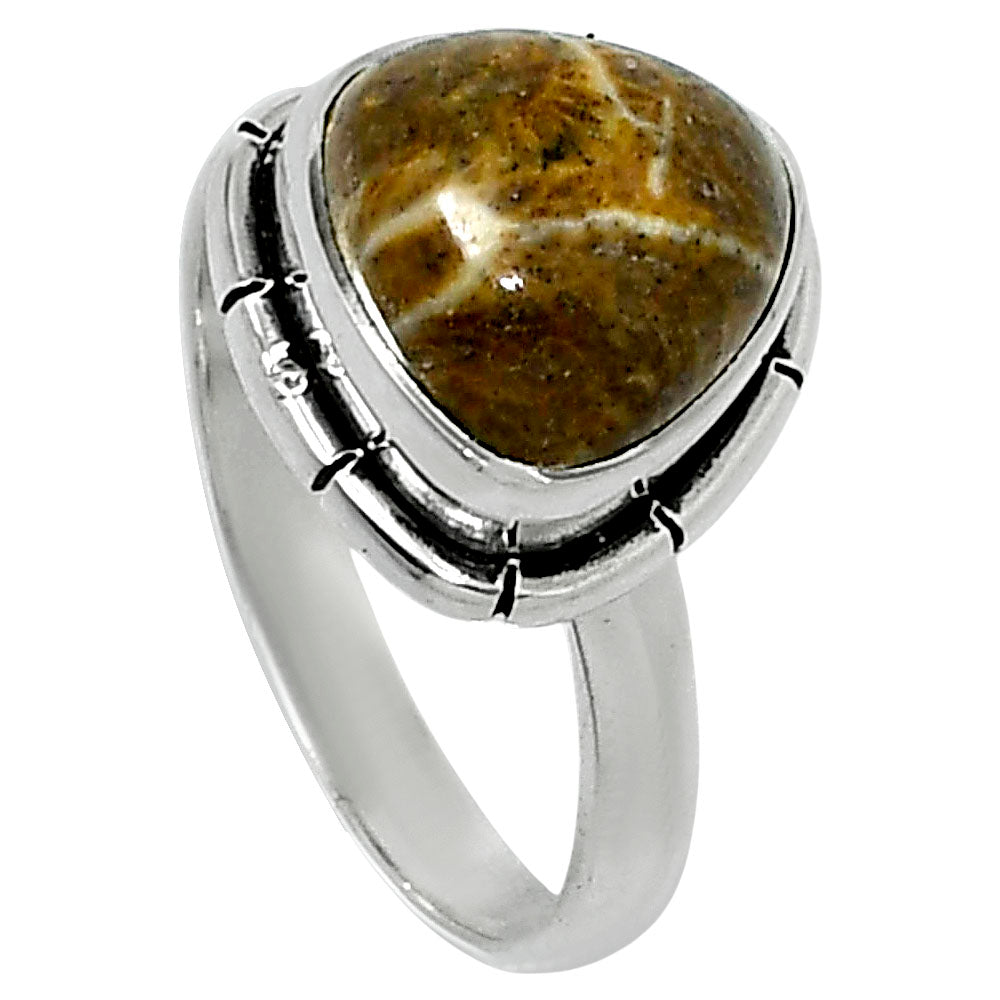 Natural Flower Fossil Coral Ring size-6 R-1011 52-ER14907