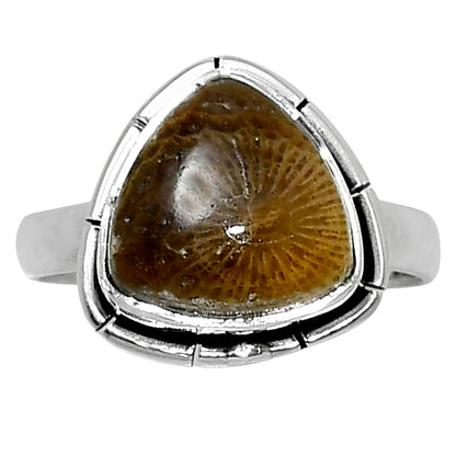 Natural Flower Fossil Coral Ring size-7 R-1011 52-ER14912