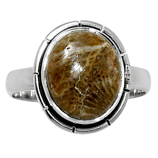 Natural Flower Fossil Coral Ring size-7 R-1011 52-ER14916