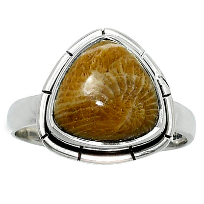 Natural Flower Fossil Coral Ring size-7 R-1011 52-ER14918
