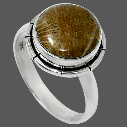 Natural Flower Fossil Coral Ring size-8 R-1011 52-ER14924