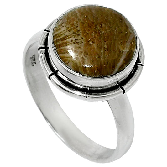 Natural Flower Fossil Coral Ring size-8 R-1011 52-ER14924