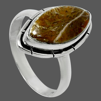 Natural Flower Fossil Coral Ring size-8 R-1011 52-ER14928