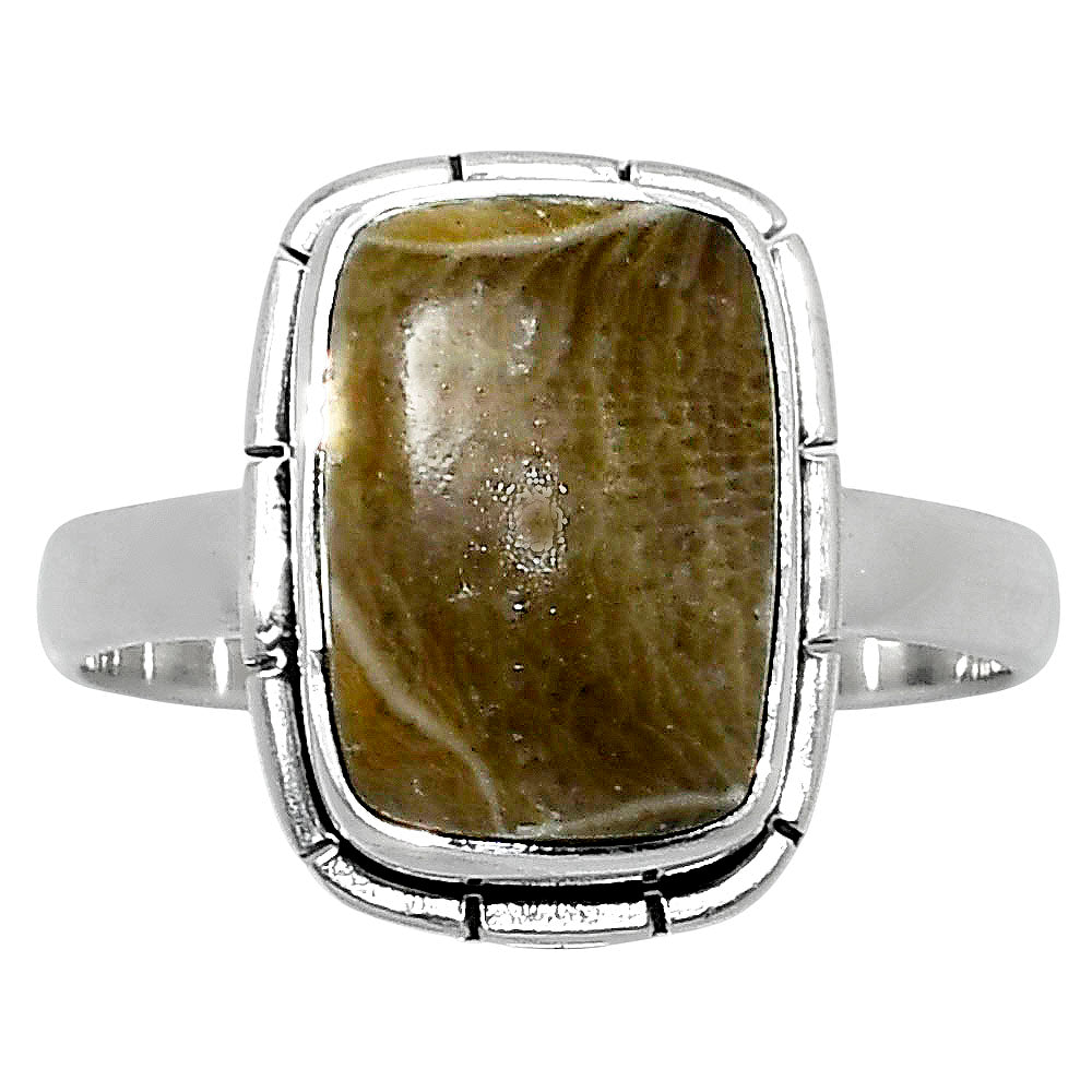 Natural Flower Fossil Coral Ring size-9 R-1011 52-ER14935