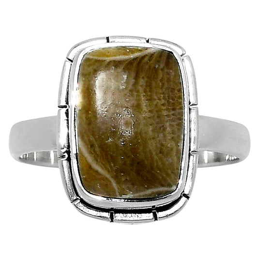 Natural Flower Fossil Coral Ring size-9 R-1011 52-ER14935