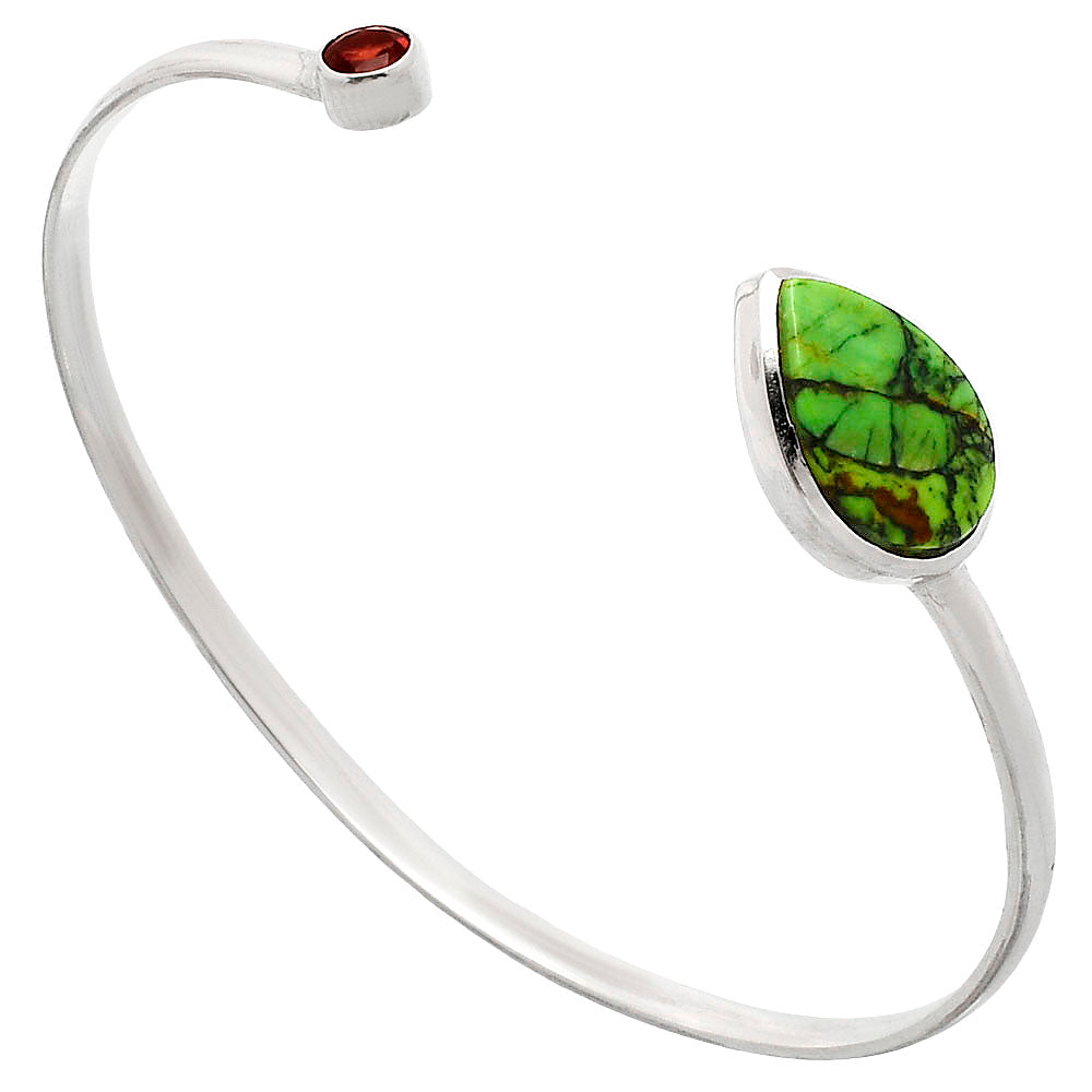 Premium Green Matrix Turquoise & Garnet Cuff Bangle Bracelet B-1004 53-EB10556