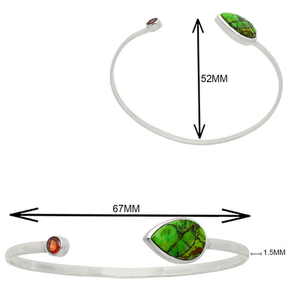 Premium Green Matrix Turquoise & Garnet Cuff Bangle Bracelet B-1004 53-EB10556