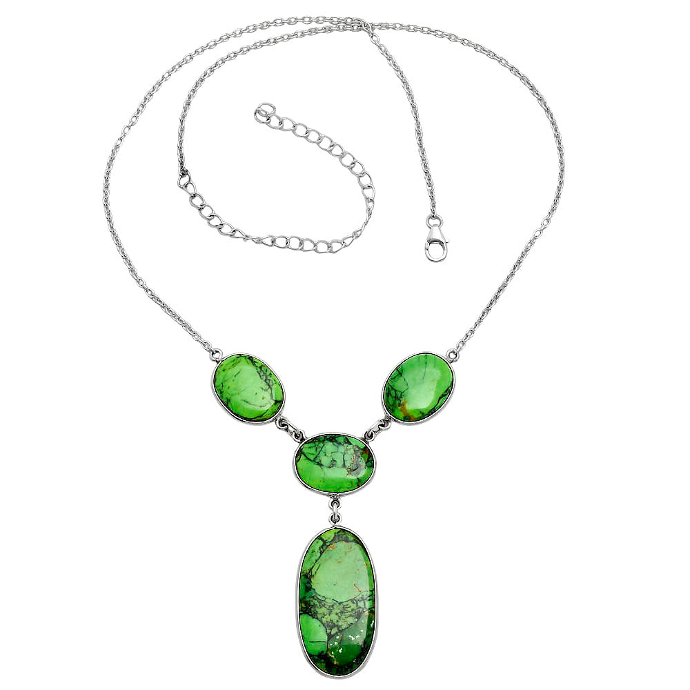 Premium Quality Green Matrix Turquoise Necklace N-1013 53-EN10150