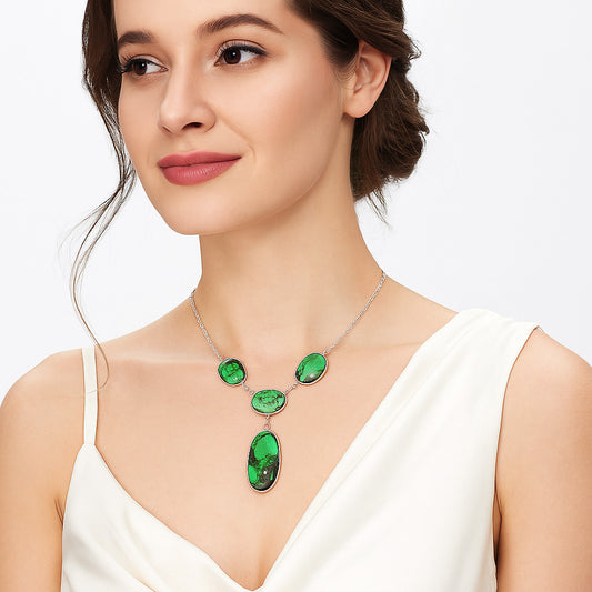 Premium Quality Green Matrix Turquoise Necklace N-1013 53-EN10150
