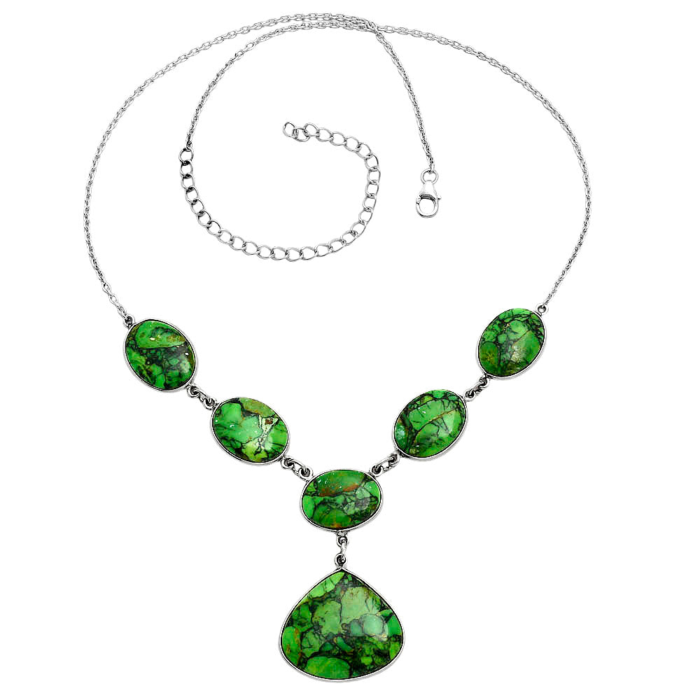 Premium Quality Green Matrix Turquoise Necklace N-1013 53-EN10151