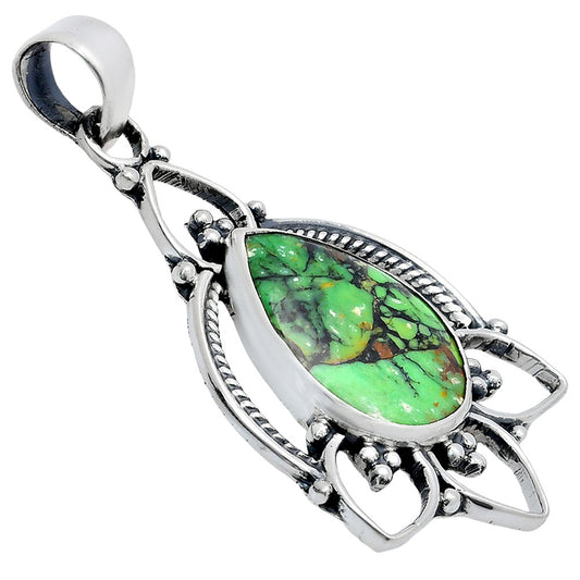 Premium Quality Green Matrix Turquoise Pendant P-1444 53-EP10501