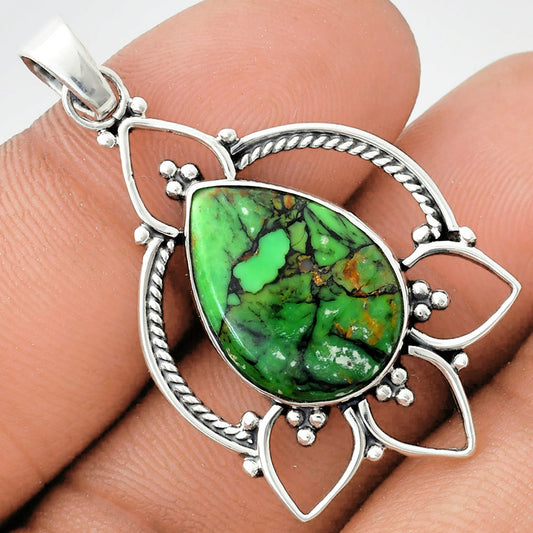 Premium Quality Green Matrix Turquoise Pendant P-1444 53-EP10502