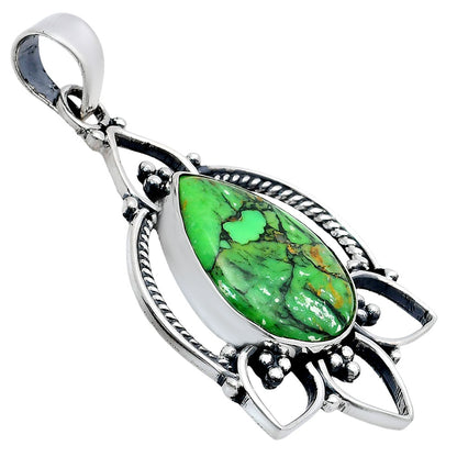 Premium Quality Green Matrix Turquoise Pendant P-1444 53-EP10502
